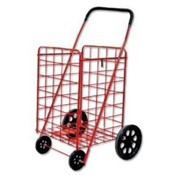 Jumbo Foam Wheel Folding Shopping Cart - RED