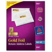 Avery Consumer Products  Inkjet Mailing Labels, 3/4"x2-1/4", 300/PK, Gold Foil