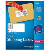 Avery Consumer Products  Laser Labels, Mailing, Permanent, 2"x4", 1000/BX, White