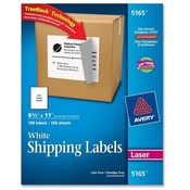 Avery Consumer Products  Laser Labels, Mailing, Permanent, 8-1/2"x11", 100/BX, White