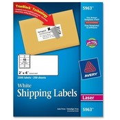 Avery Consumer Products  Laser Labels, Mailing, Permanent, 2"x4", 2500/BX, White
