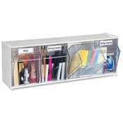 Deflect-O Corporation  Tilt Bins,Interlocking,4-Bins,23-5/8"x6-5/8"x8-1/8",White