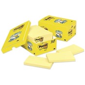 3M Commercial Office Supply Div. Post-it Notes, Original, 3"x5", 90 Sheets/Pad, 18/PK, Canary