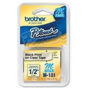 Brother International Corp. Non-Laminated Lettering Tape,1/2" Size,Black/Clear