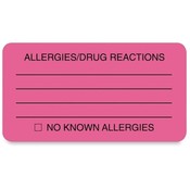 Tabbies  "Allergy/Drug Reaction" Label,3-1/4"x1-3/4",250/RL, Pink