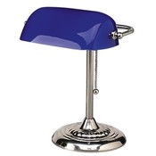 Ledu Corporation Bankers Lamp, 14"H, Uses 60W Incandescent Bulb, Blue Shade