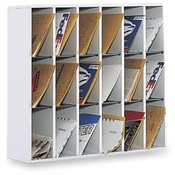 Safco Products Company Wood Mail Sorter,18 Compartments,33-3/4"x12"x32-3/4",Gray