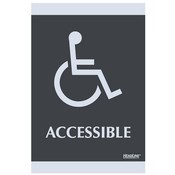 U.S. Stamp &amp; Sign ADA Signs,"Accessible", Adhesive, 6"x9", Silver/Black