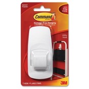 3M Commercial Office Supply Div.  Jumbo Hooks,Adhesive,1 Hook/4 Strips,7-1/2 lb Cap.,White