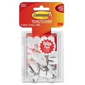 3M Commercial Office Supply Div.  Hooks w/ Adhesive Strips,Small Wire,Holds 1/2lb.,9/PK,WE