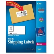 Avery Consumer Products  Laser Labels, Mailing, Permanent, 2"x4", 250/PK, White