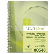 Nature Saver Recycled Notebooks,Wide Ruled,70 Shts,10-1/2x8,GN Cvr Wholesale Bulk