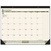 At-A-Glance  Montlhy Desk Pad, 12-Month, Jan-Dec, 22"x17", Green/Cream