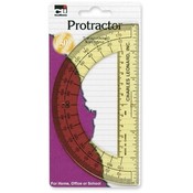 Charles Leonard Co.  Protractor, w/ 6" Ruler, Plastic, Clear