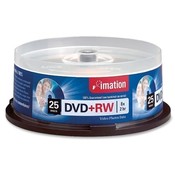 Imation DVD+RW Rewritable, 8X, 4.7GB, Branded, 25/PK, Silver