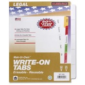 Kleer-Fax, Inc.  Erasable Index Dividers, 3HP, Reusable, 5/ST, White