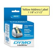 Dymo Corporation  Address Labels,1-1/8"x3-1/2",130/Roll,1 RL/BX, Yellow