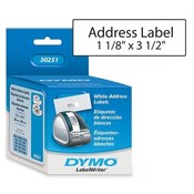 Dymo Corporation Address Labels, 3-1/2"x1-1/8", 130 Labels/RL, 2LR/BX, White