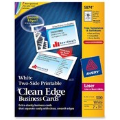 Avery Consumer Products Business Cards,F/Laser Printer, 1000/PK,3-1/2x2,White Wholesale Bulk