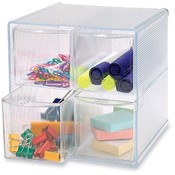 Sparco Products  Storage Organizer, 4 Compartment, 6"x7-1/4"x6", Clear