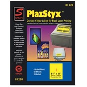 Selco Industries, Inc.  Laser Labels, 8-1/2"x11", 25/PK, Yellow