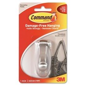 3M Commercial Office Supply Div.  Plastic Hooks,Timeless Design,Med.,Holds 3lbs,Metallic