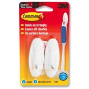 3M Commercial Office Supply Div.  Hooks w/ Adhesive Strips, Med Wire, Holds 3lbs, 2/PK, WE