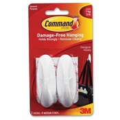 3M Commercial Office Supply Div.  Hooks w/ Adhesive Strips, Med Design, Holds 3lbs, 2/PK, WE