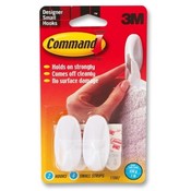 3M Commercial Office Supply Div.  Hooks w/ Adhesive Strips, Small Designer, Hold 1lb, 2/PK, WE