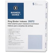 Business Source  Erasable Tab Indexes, 3HP, 5-Tabs, 11"x8-1/2", White