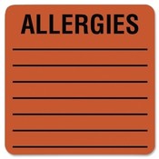 Tabbies  Allergy Label, 2"x2", 500LB/RL, Fluorescent Red