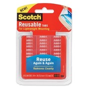3M Commercial Office Supply Div.  Reusable Tabs, Adhesive, 1"x1", 18 Squares/PK, Clear