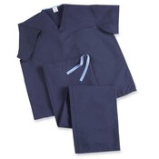 Medline Industries, INC.  V-Neck Scrub Shirt, Reversible, Heavyweight, Md, Dark Blue