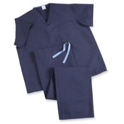 Medline Industries, INC.  V-Neck Scrub Shirt, Reversible, Heavyweight, Sm, Dark Blue