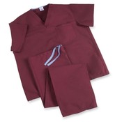 Medline Industries, INC.  V-Neck Scrub Shirt, Reversible, Heavyweight, Large, Wine