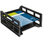 Business Source  Letter Tray,Front Load,Stackable,10-1/2"x12-1/2"x3",Black
