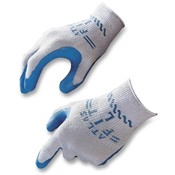 R3 Safety  Fit Gloves, Natural Rubber, Medium, Blue/Gray