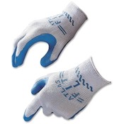R3 Safety  Fit Gloves, Natural Rubber, Large, Blue/Gray