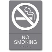 U.S. Stamp &amp; Sign ADA Sign, "No Smoking, Adhesive, 6"x9", White/Gray
