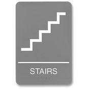 U.S. Stamp &amp; Sign ADA Sign, "Stairs", Adhesive, 6"x9", White/Gray