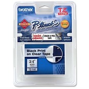 Brother International Corp. Lettering Tape, 3/4" Size, Black/Clear