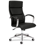 Basyx Executive High-back Chair, 25"x27-1/2"x43-45-3/4", LTH/BK