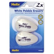 Helix USA  Erasers, Pebbles, 2/PK, White