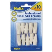 Helix USA  Pencil Cap Erasers, Professional, 10/PK, White