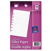 Avery Consumer Products Filler Paper, College Ruled, 8-1/2"5-1/2",100/PK, White
