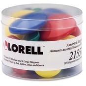 Lorell  Magnets, 30, 12 Sm/12 Md/ 6 Lg, Assorted