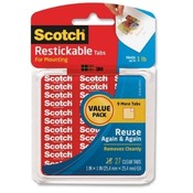 3M Commercial Office Supply Div.  Restickable Tabs, 1"x1", 27/PK, Clear