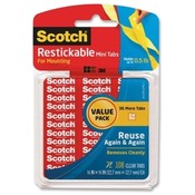 3M Commercial Office Supply Div.  Restickable Mini Tabs, 1/2"x1/2", 108 Tabs/PK, Clear