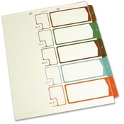 Selco Industries, Inc.  TOC Dividers, 5-Tab, Ltr, 2-Hole, 75lb, Ivory