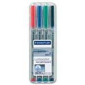 Lumocolor Nonpermanent Markers, Fine Point, 4/Ct.,